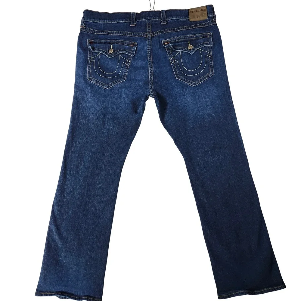True Religion Ricky Straight Jean Men 44x32 Dark Wash Blue Excellent Flap Pocket